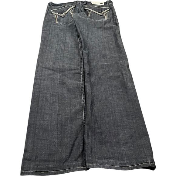 Monarchy Y2K Baggy Embroidered Flap Emo Grunge Jeans - Picture 1 of 5